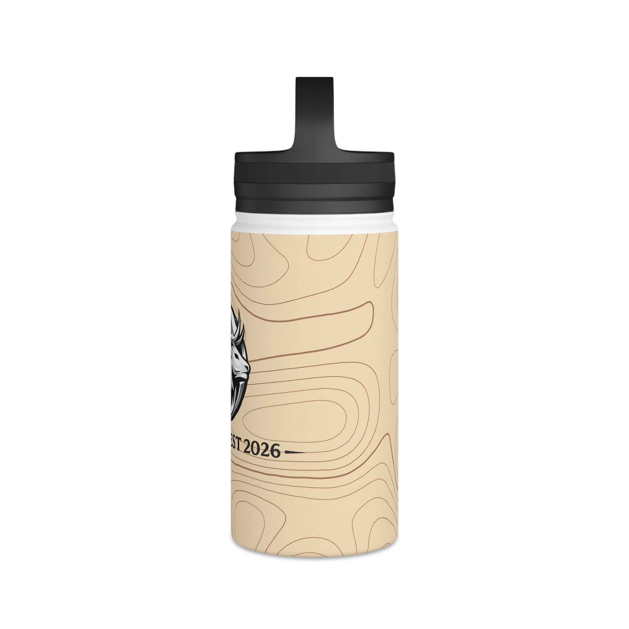 "Map" Stainless Steel Water Bottle, Handle Lid
