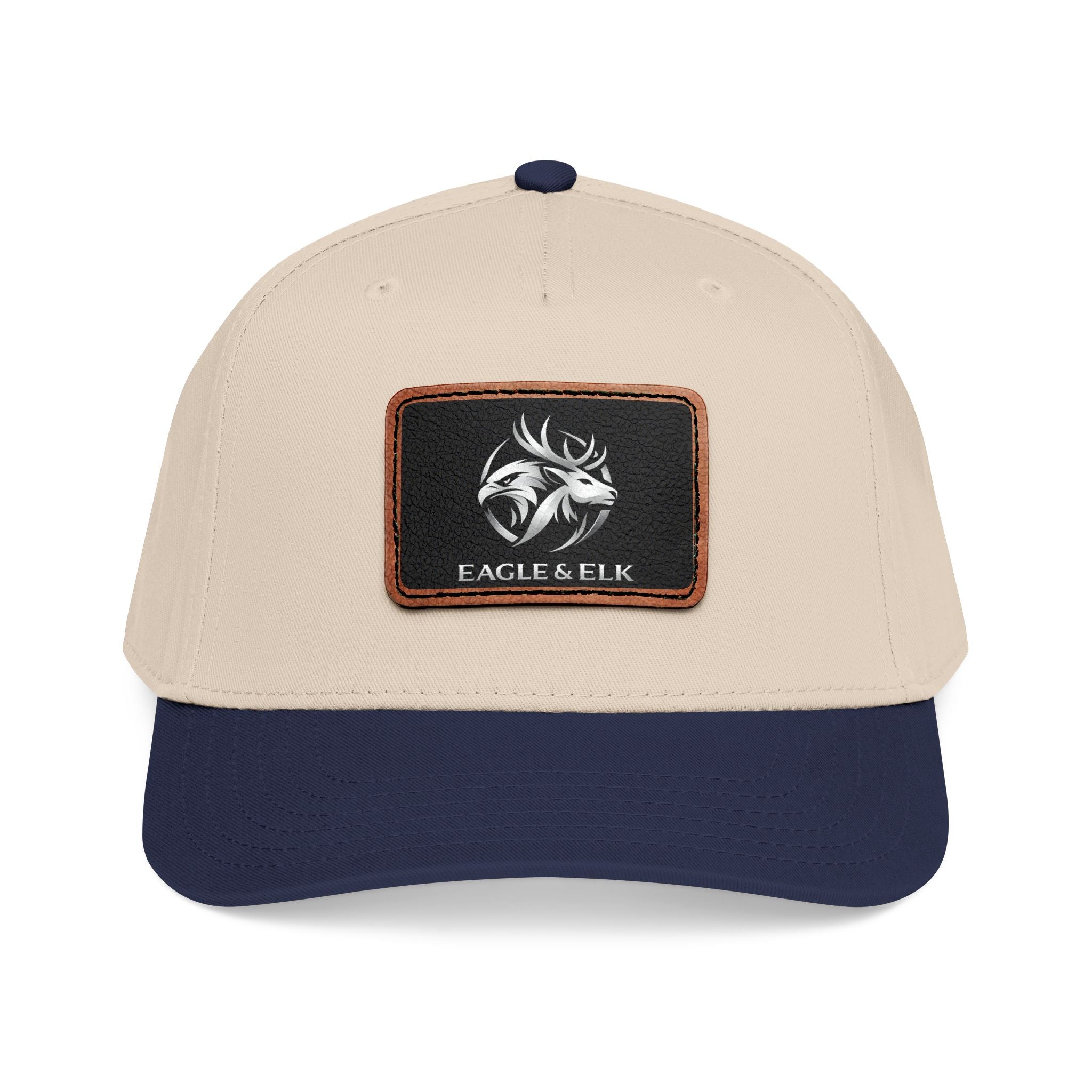 Eagles & Elk Leather Patch Baseball Cap | Two-Tone Mid Profile