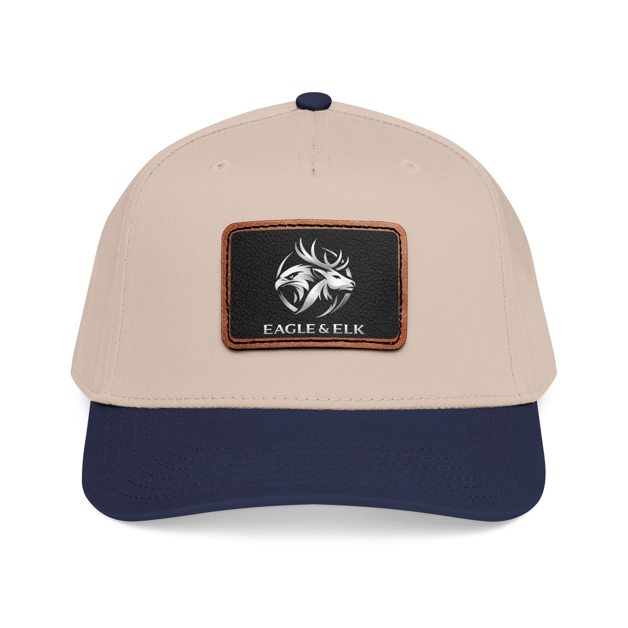 Eagles & Elk Leather Patch Baseball Cap | Two-Tone Mid Profile