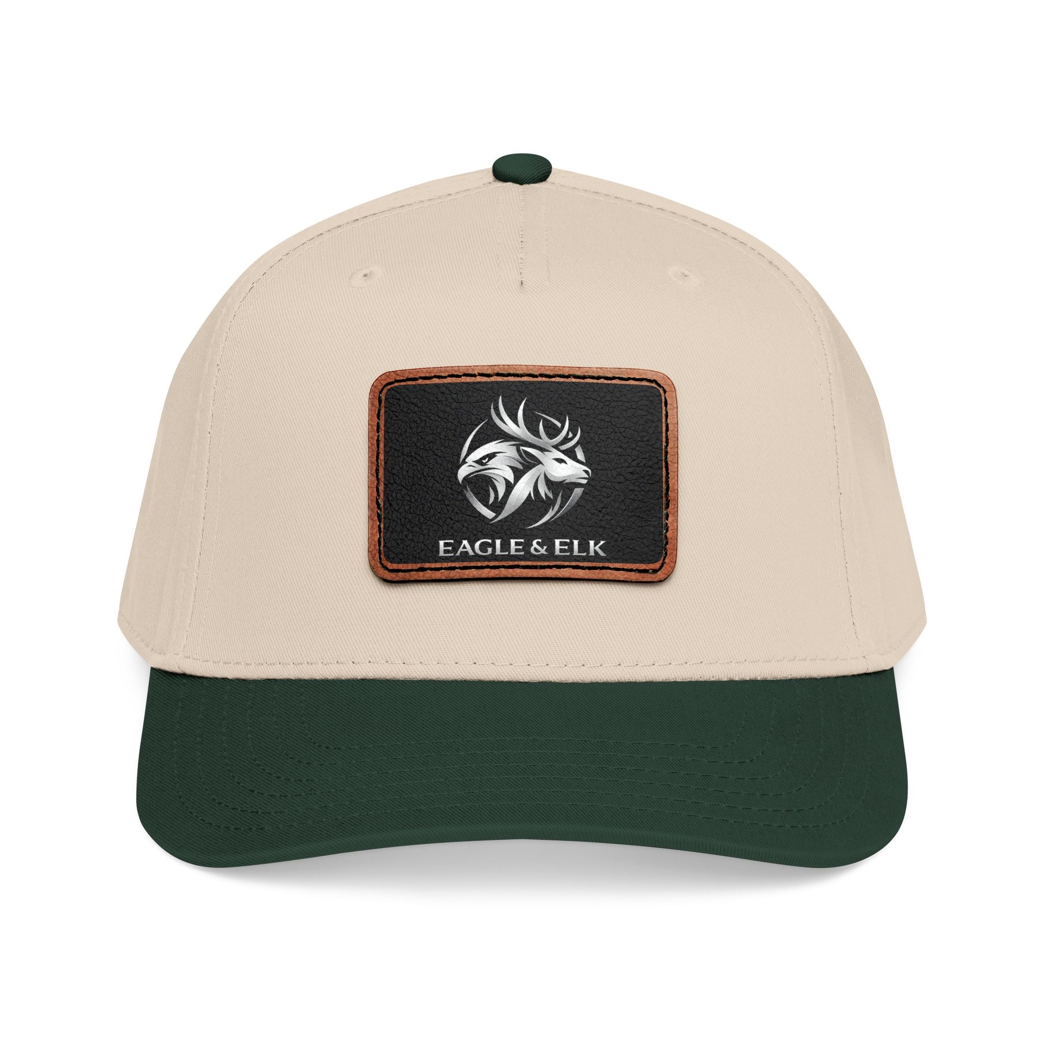 Eagles & Elk Leather Patch Baseball Cap | Two-Tone Mid Profile