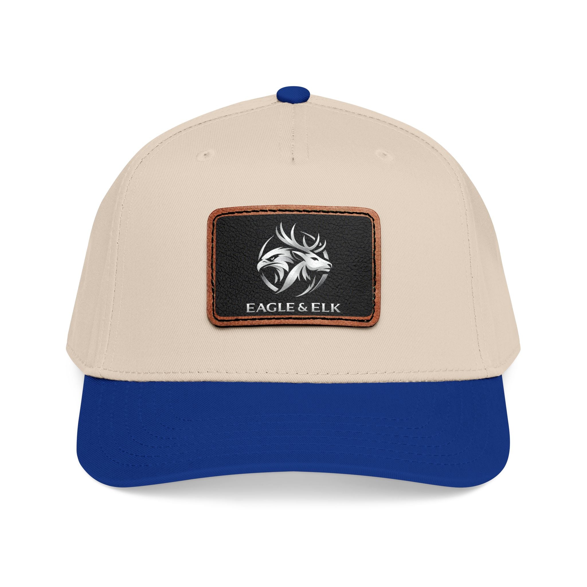 Eagles & Elk Leather Patch Baseball Cap | Two-Tone Mid Profile