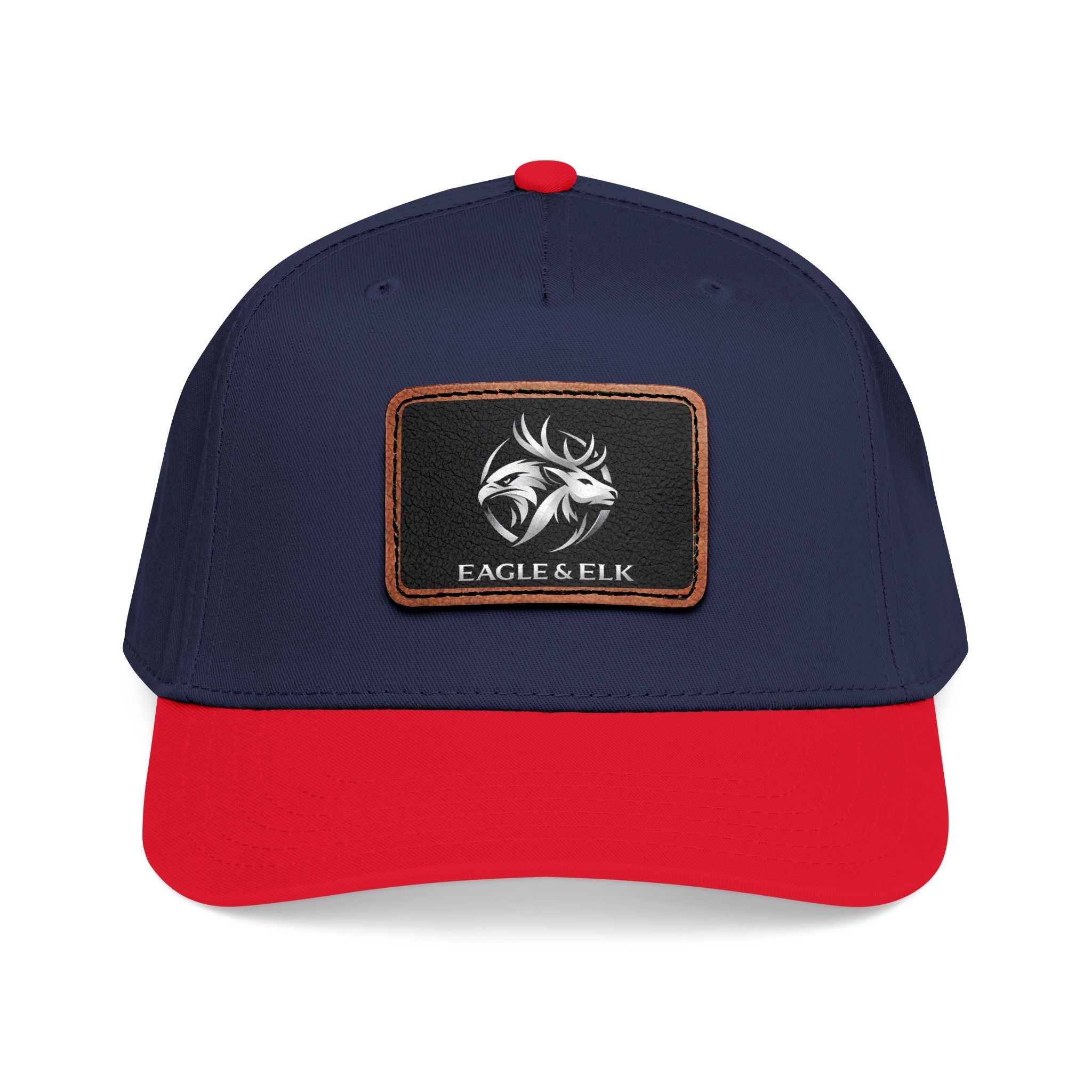 Eagles & Elk Leather Patch Baseball Cap | Two-Tone Mid Profile