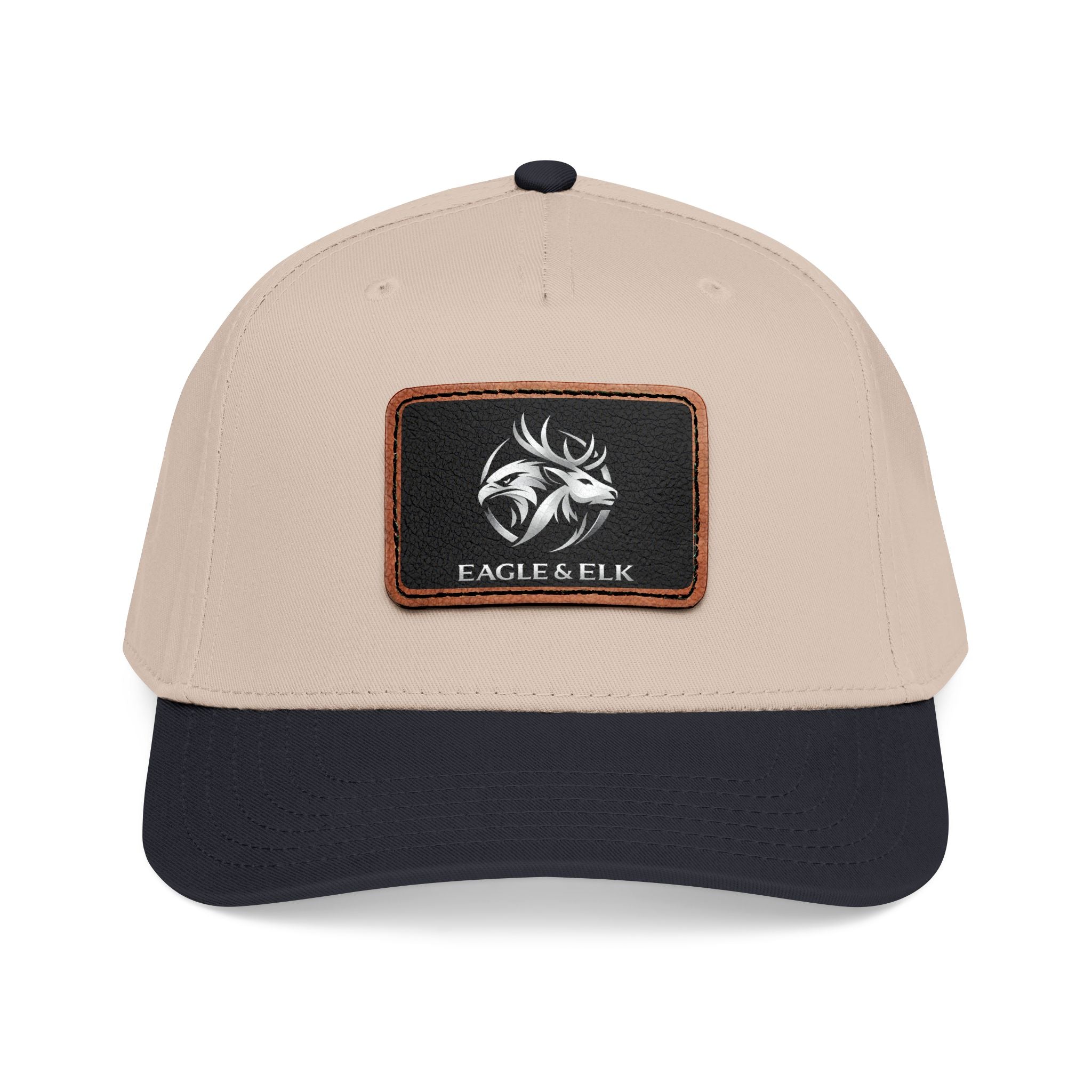 Eagles & Elk Leather Patch Baseball Cap | Two-Tone Mid Profile