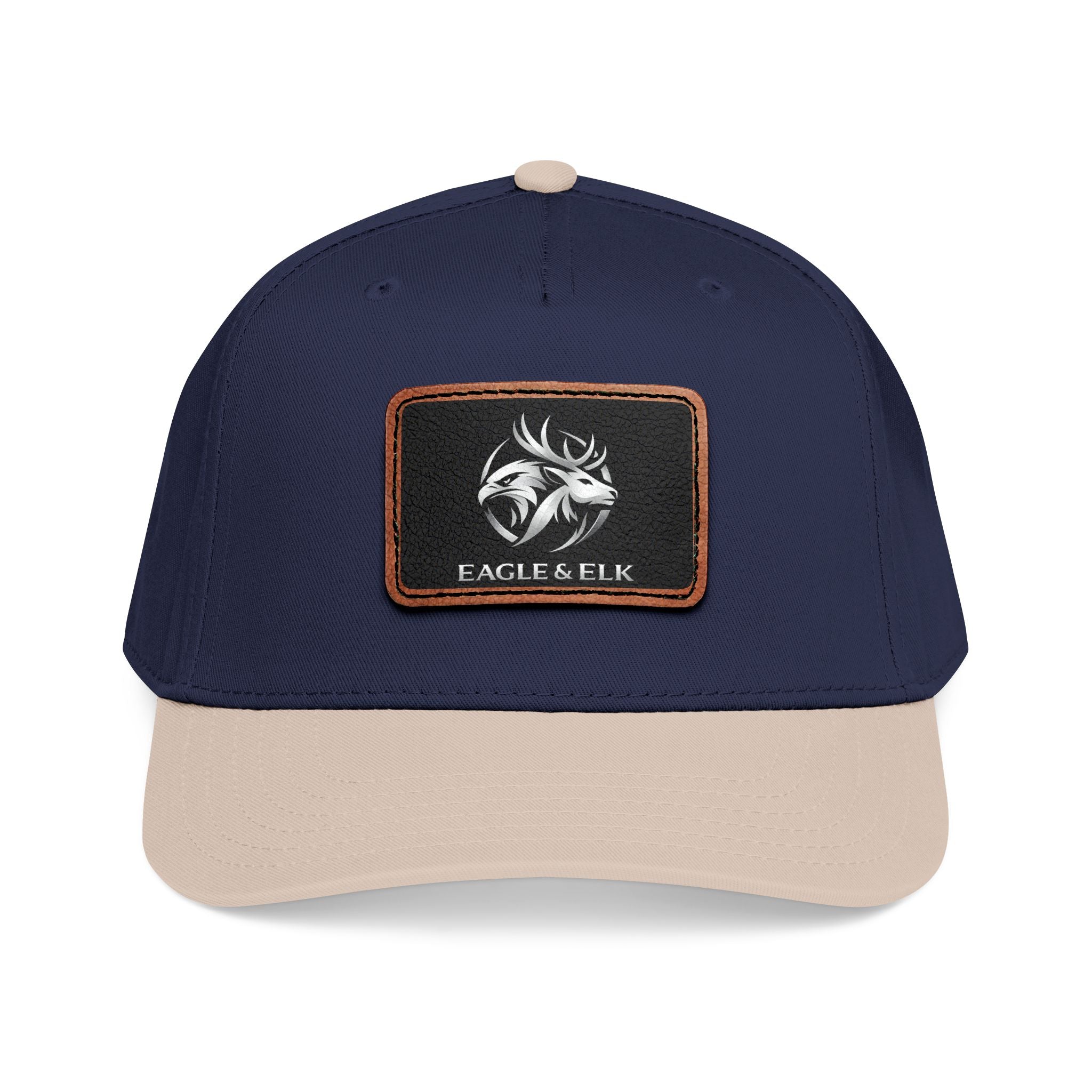 Eagles & Elk Leather Patch Baseball Cap | Two-Tone Mid Profile