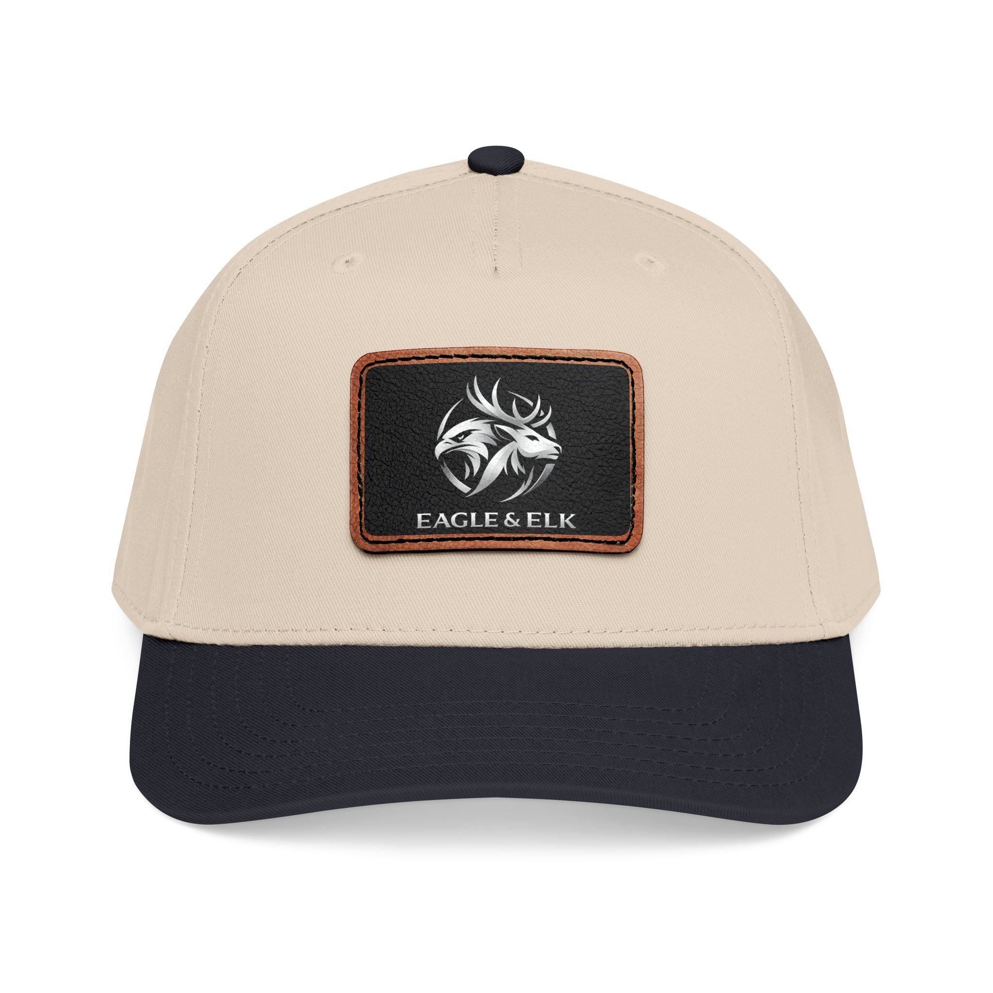 Eagles & Elk Leather Patch Baseball Cap | Two-Tone Mid Profile