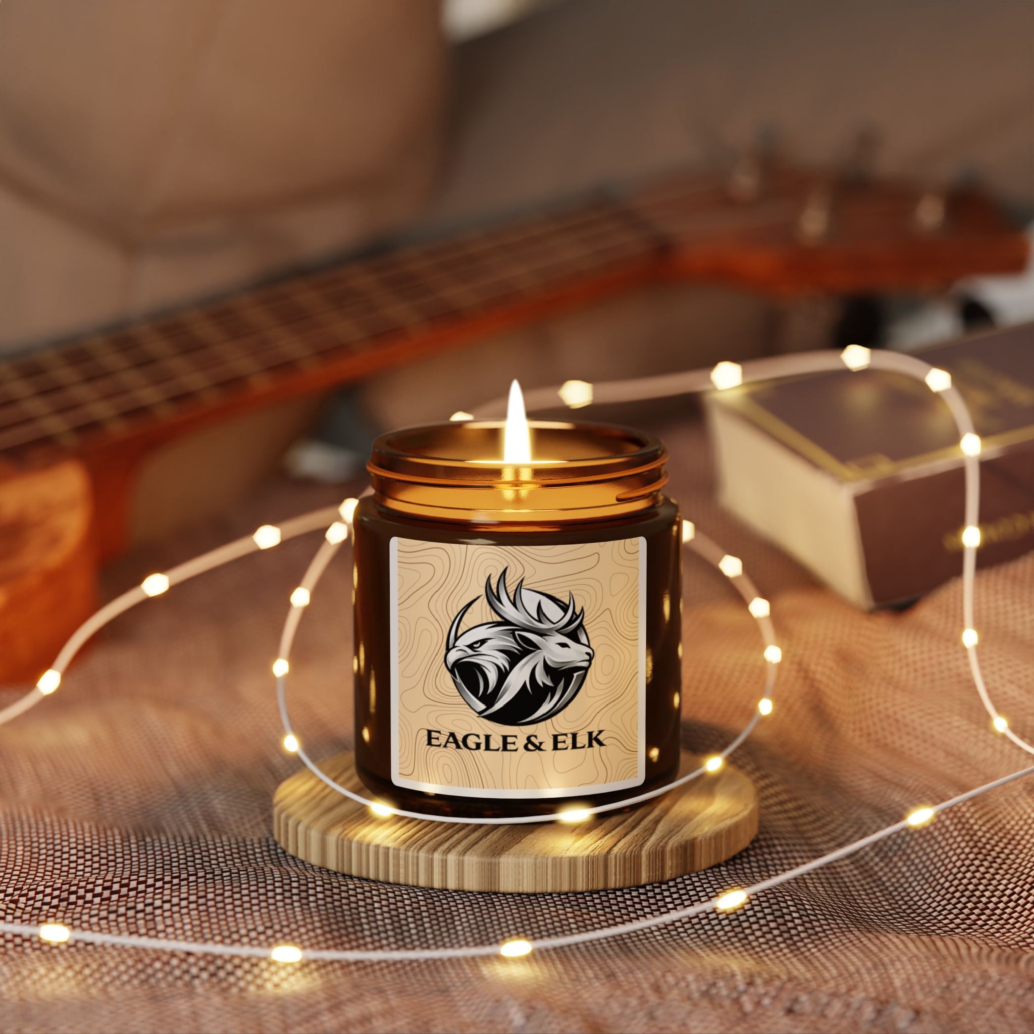 "Map" Scented Soy Candle (Multi-Size, Amber Jar)