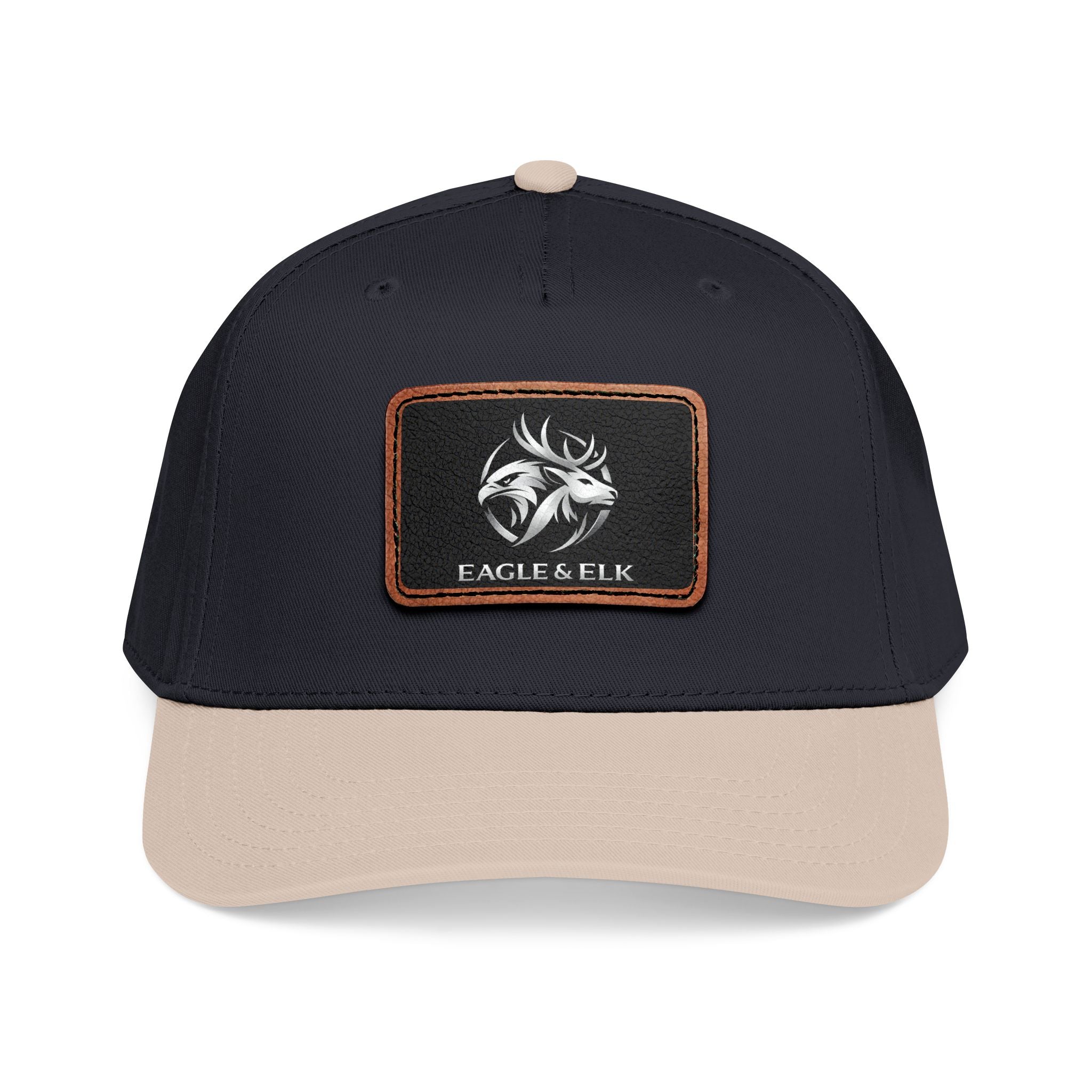 Eagles & Elk Leather Patch Baseball Cap | Two-Tone Mid Profile