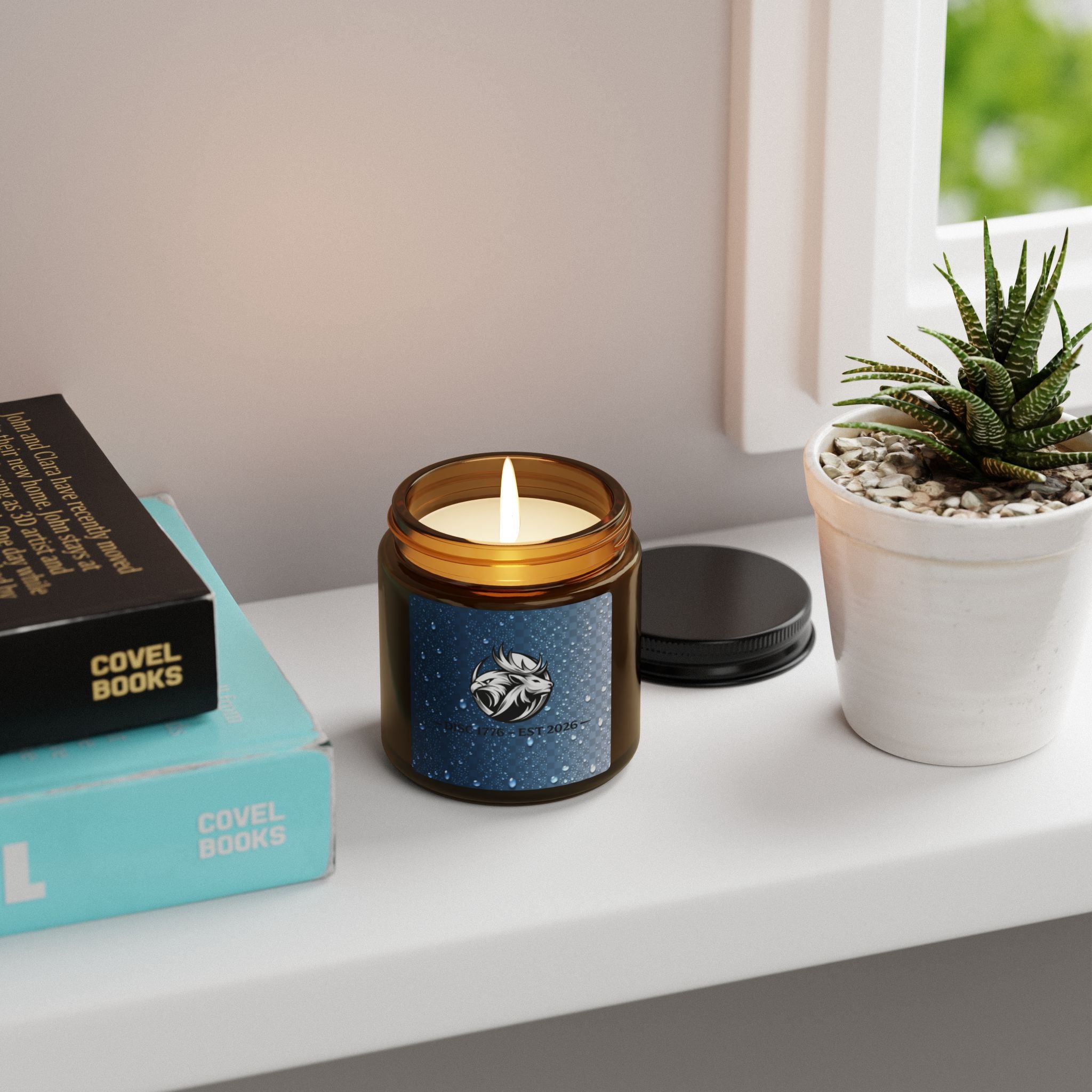 "Droplets" Scented Soy Candle (Multi-Size, Amber Jar)