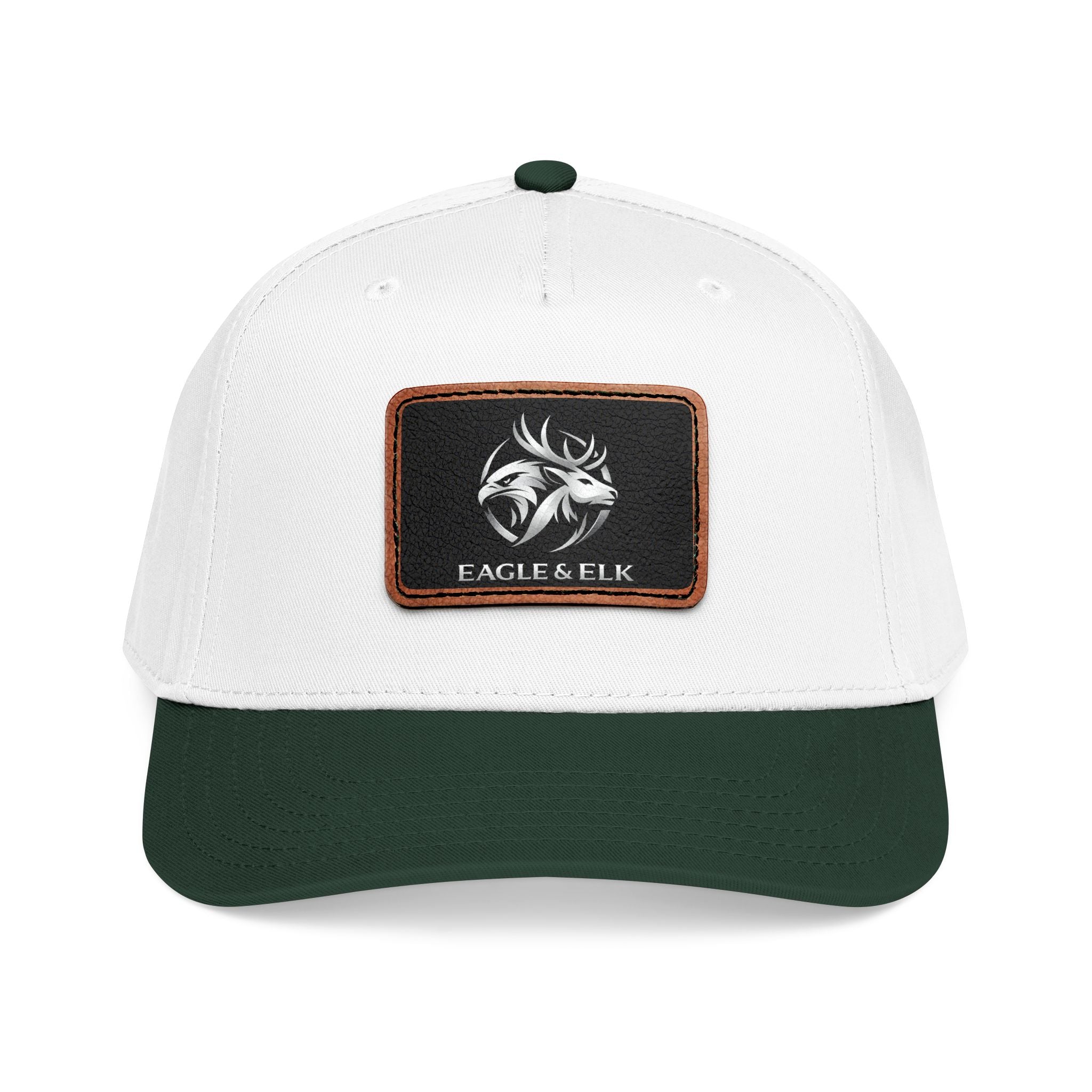 Eagles & Elk Leather Patch Baseball Cap | Two-Tone Mid Profile