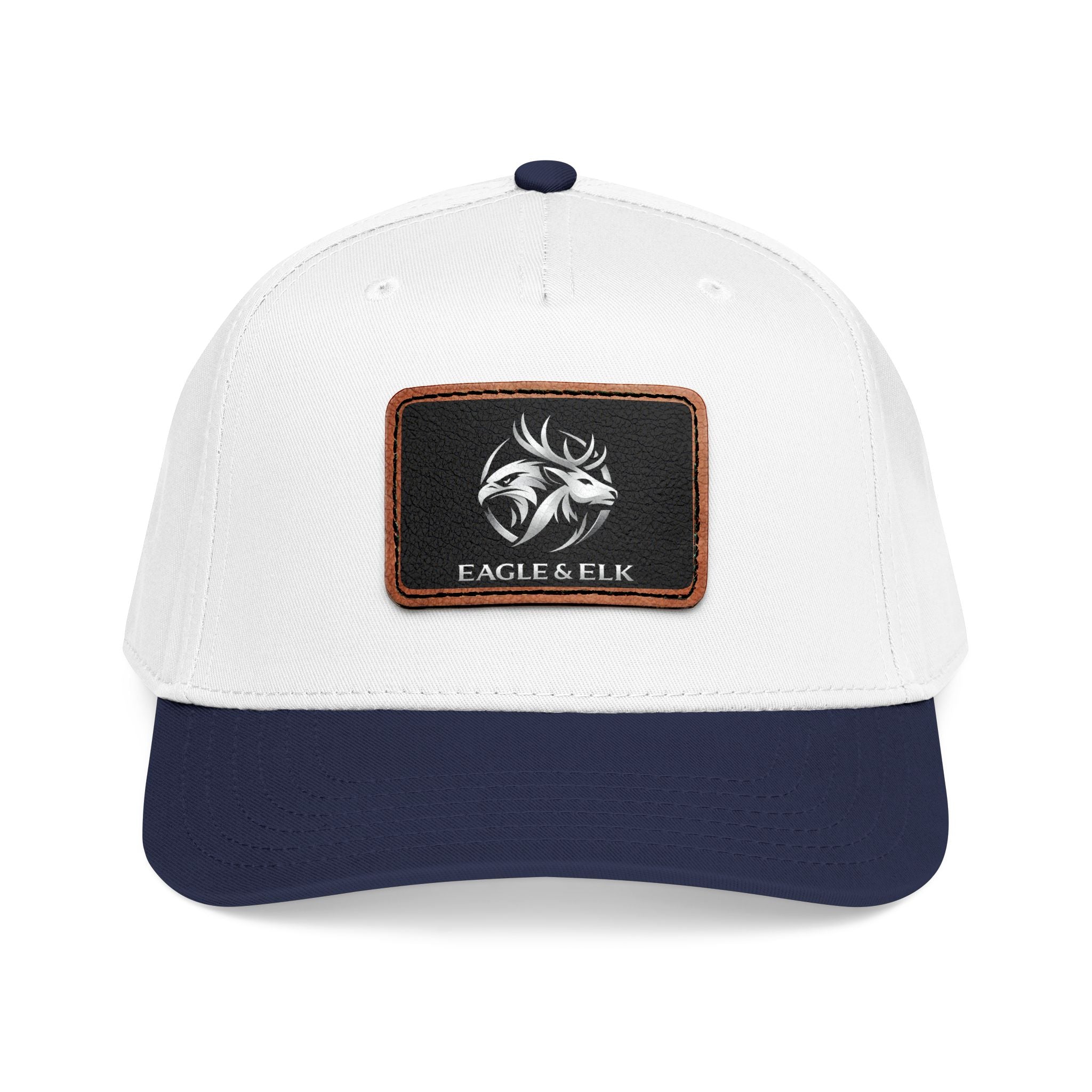 Eagles & Elk Leather Patch Baseball Cap | Two-Tone Mid Profile