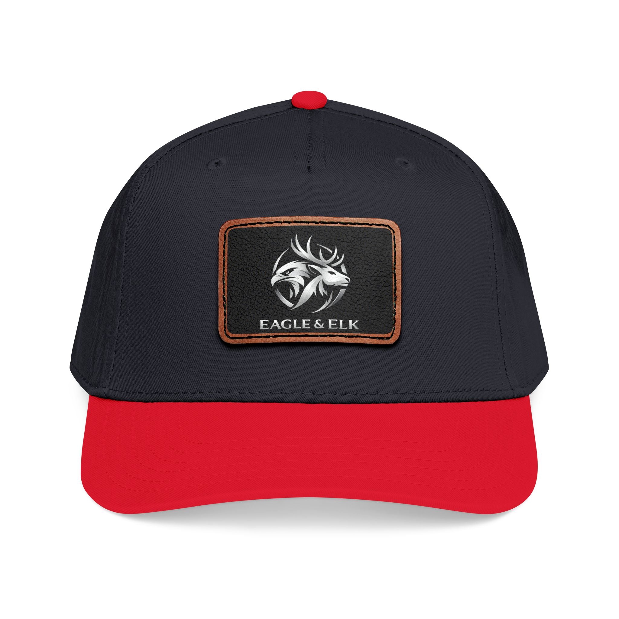 Eagles & Elk Leather Patch Baseball Cap | Two-Tone Mid Profile
