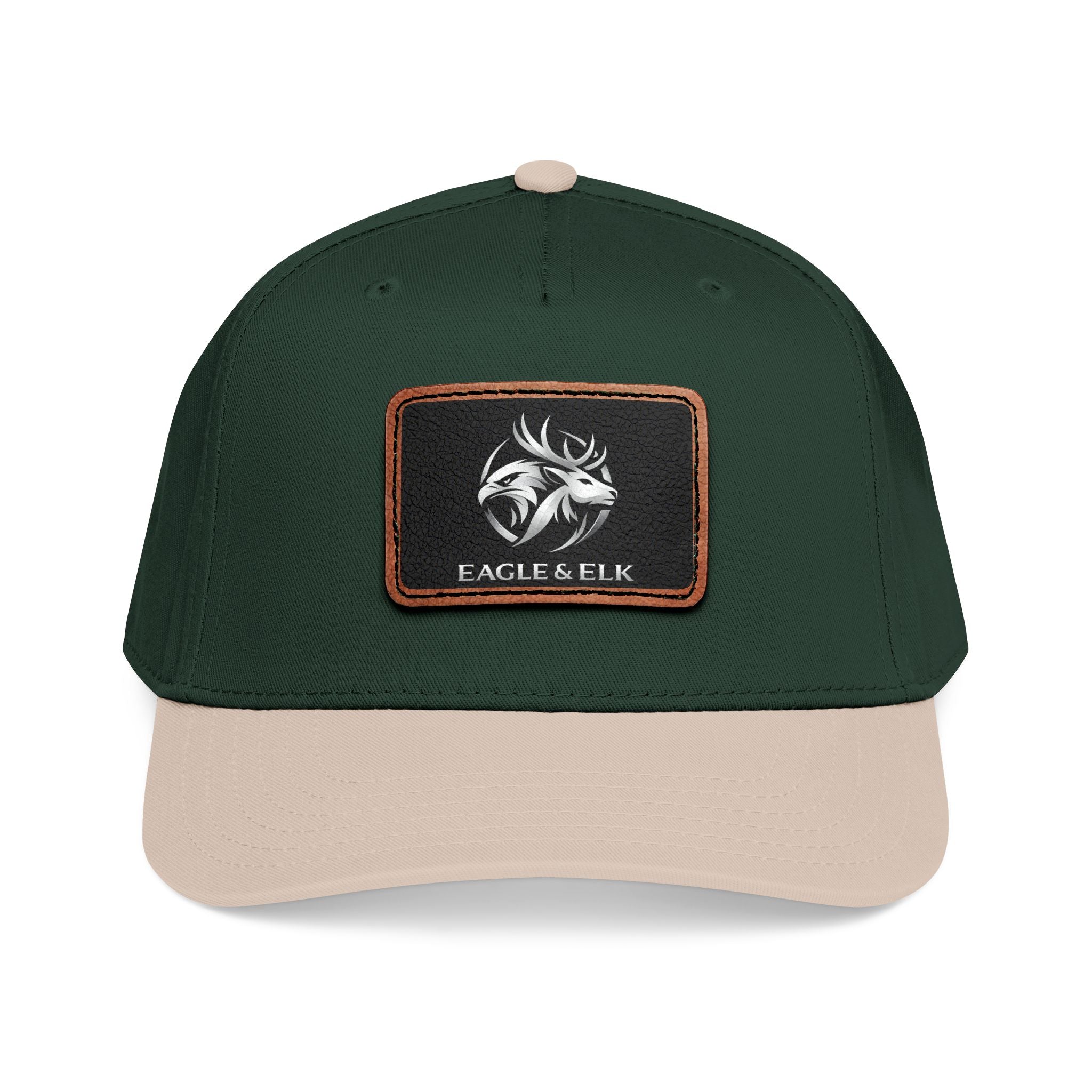 Eagles & Elk Leather Patch Baseball Cap | Two-Tone Mid Profile